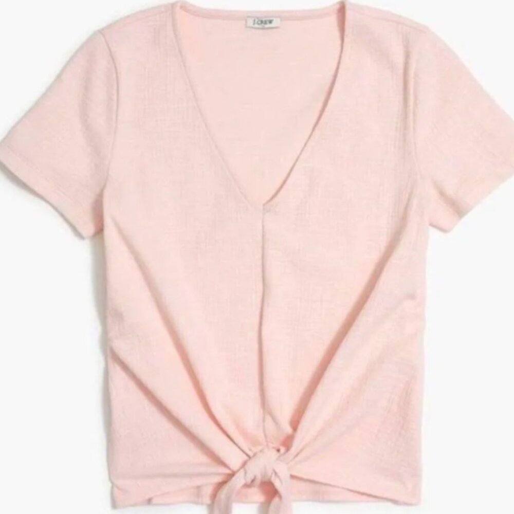 J.Crew Factory Textured V-Neck Tie Front Top Blush Pink Size XS